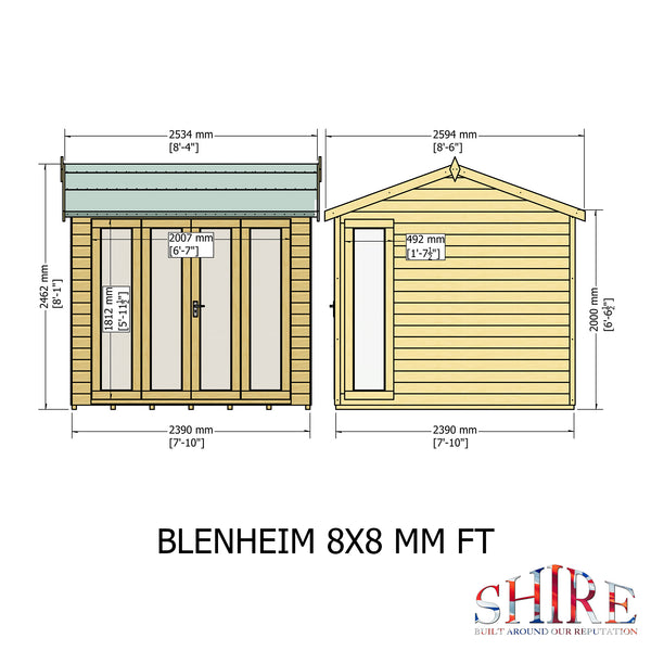 Blenheim 8x8 Summerhouse 12mm Shiplap