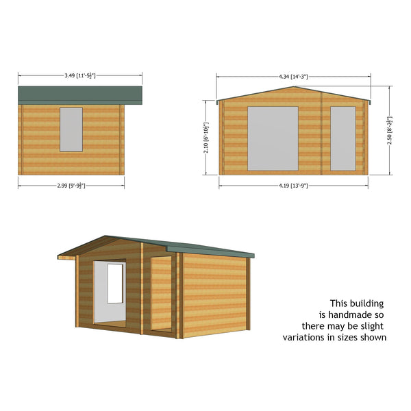 Shire Bourne 14Gx10 Log Cabin 19mm Cladding - Best Shed