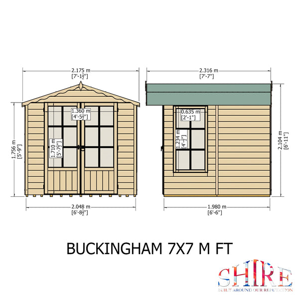 Shire Buckingham 7x7 12mm interlock Clad wooden Summerhouse - Best Shed