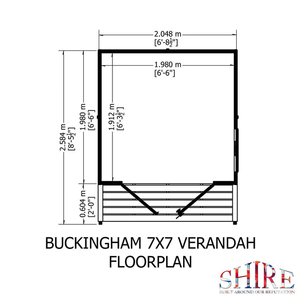 Shire Buckingham & Veranda 7x10 12mm interlock Clad wooden Summerhouse - Best Shed