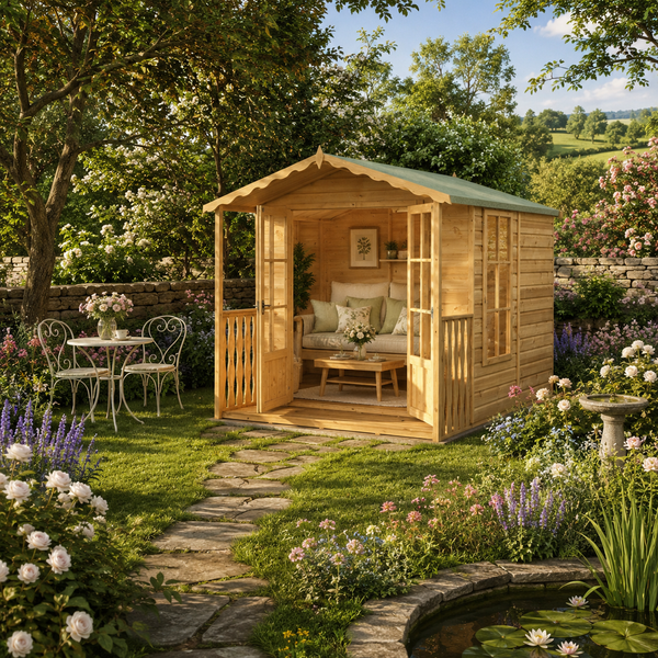 Shire Buckingham & Veranda 7x10 12mm interlock Clad wooden Summerhouse