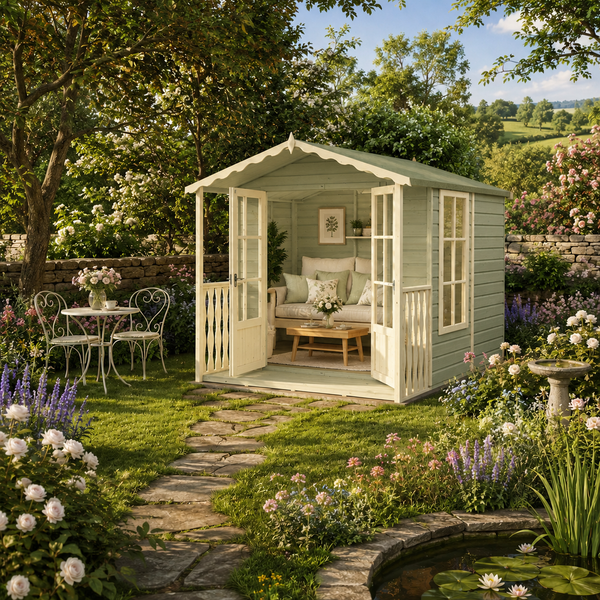 Shire Buckingham & Veranda 7x10 12mm interlock Clad wooden Summerhouse