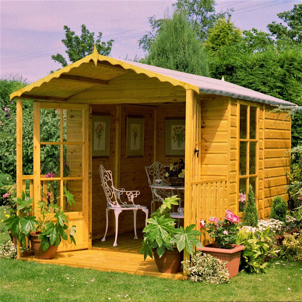 Shire Buckingham & Veranda 7x10 12mm interlock Clad wooden Summerhouse - Best Shed
