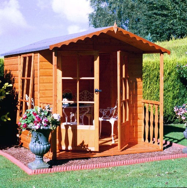 Shire Buckingham & Veranda 7x10 12mm interlock Clad wooden Summerhouse - Best Shed