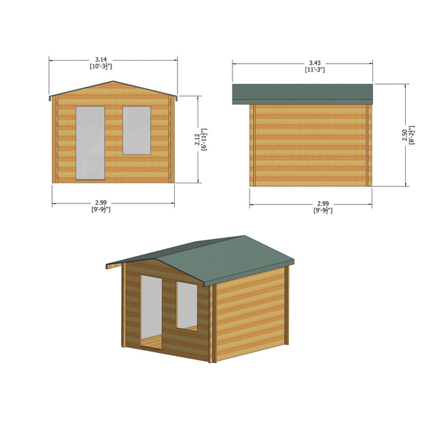 Shire 10x10 bucknells log cabin 28mm Cladding - Best Shed