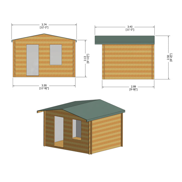 Shire 12x10 bucknells log cabin 28mm Cladding - Best Shed