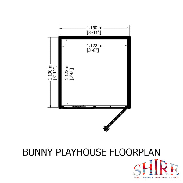Shire 4x4 Bunny Childrens Playhouse with 12mm Shiplap cladding