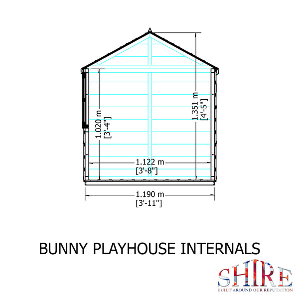 Shire 4x4 Bunny Childrens Playhouse with 12mm Shiplap cladding