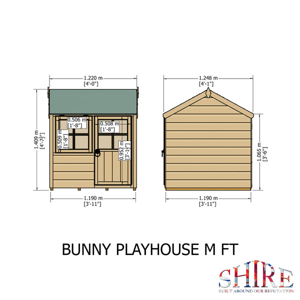 Shire 4x4 Bunny Childrens Playhouse with 12mm Shiplap cladding