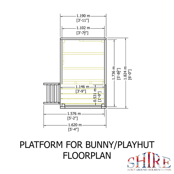 Shire Bunny on Platfom 6x4 and Slide Childrens Playhouse with 12mm Shiplap cladding