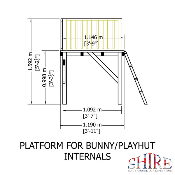 Shire Bunny on Platfom 6x4 and Slide Childrens Playhouse with 12mm Shiplap cladding