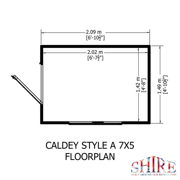 Caldey single door 7x5 style A 12mm Shiplap Garden Shed