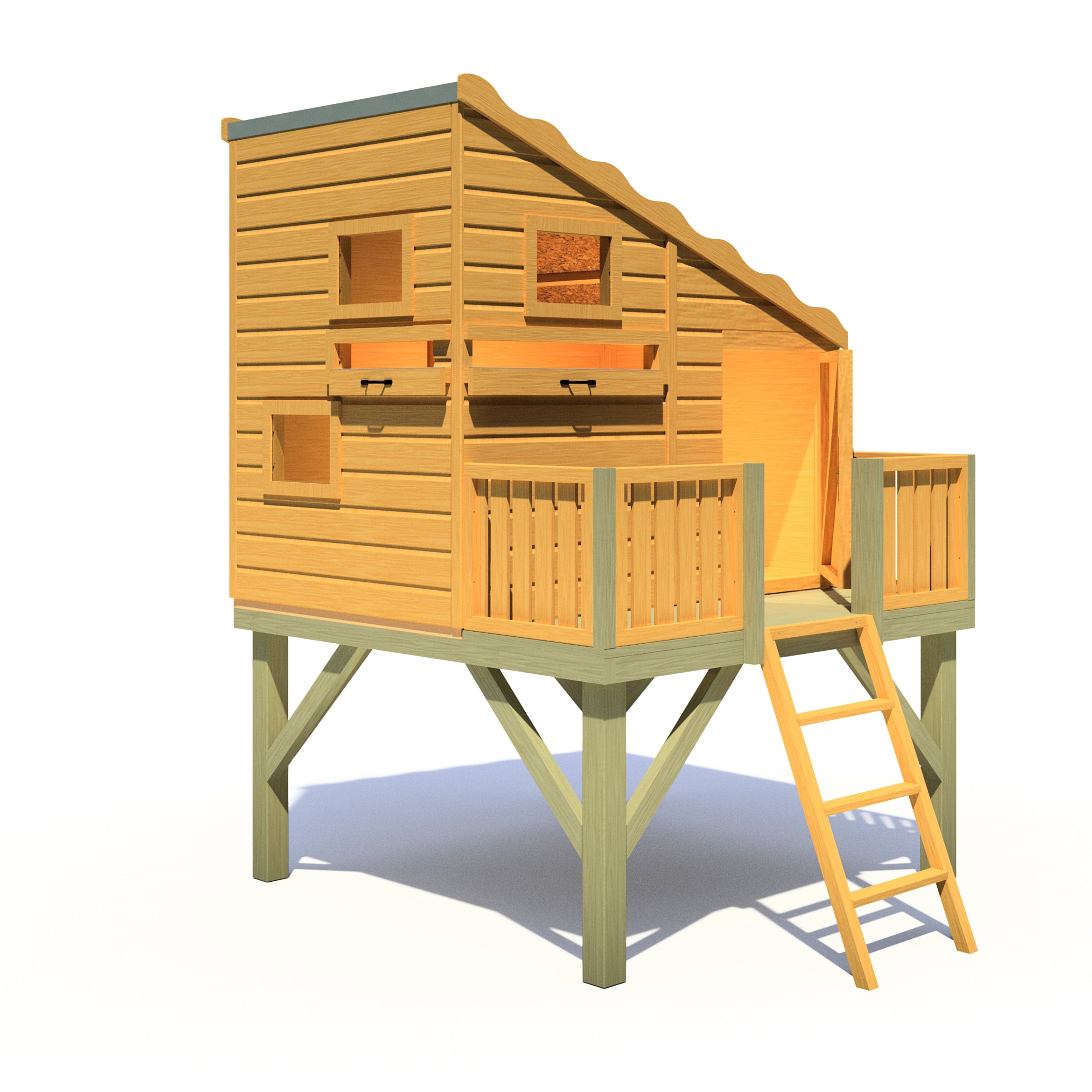 Shire Command Post on Platform 6x4 Childrens Playhouse with 12mm Shiplap cladding - Best Shed