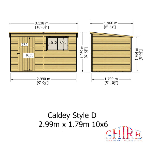 Caldey Single door 10x6 style D 12mm Shiplap Garden Shed