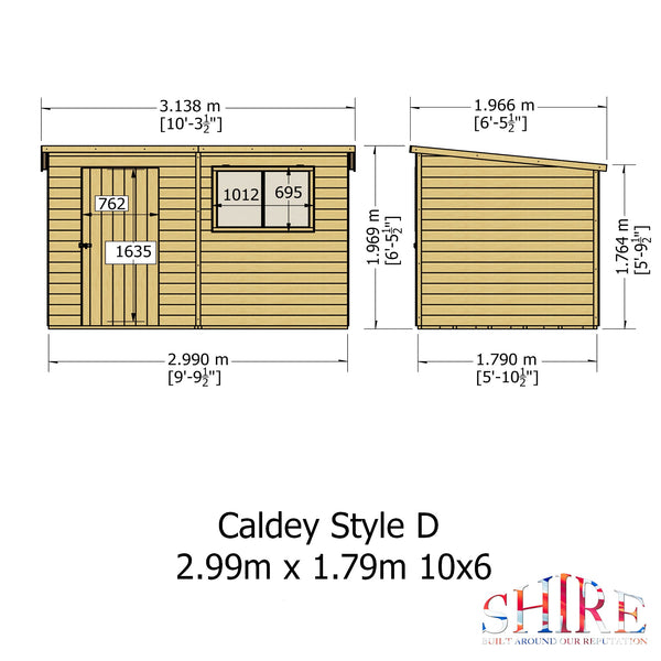 Caldey Single door 10x6 style D 12mm Shiplap Garden Shed