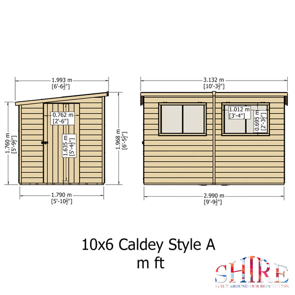 Caldey Single Door 10x6 style A 12mm Shiplap  Garden Shed