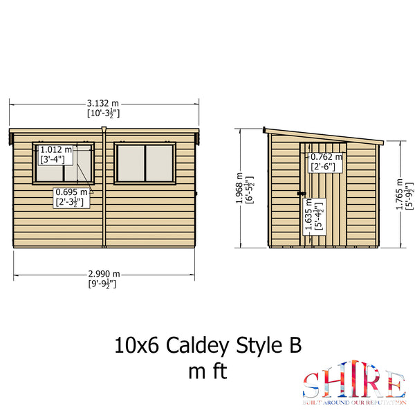 Caldey Single Door 10x6 style B 12mm Shiplap Garden Shed
