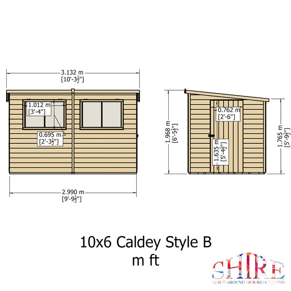 Caldey Single Door 10x6 style B 12mm Shiplap Garden Shed