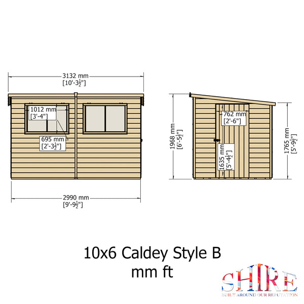 Caldey Single Door 10x6 style B 12mm Shiplap Garden Shed