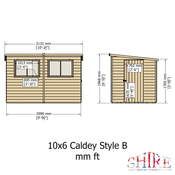 Caldey Single Door 10x6 style B 12mm Shiplap Garden Shed