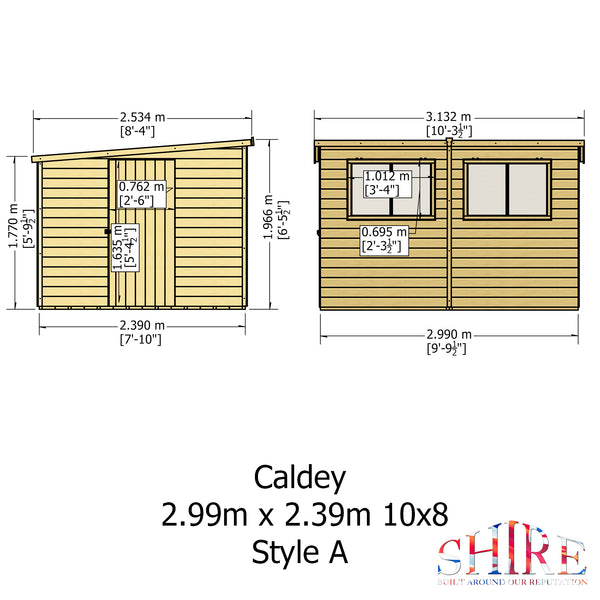 Caldey Single Door 10x8 style A 12mm Shiplap Garden Shed