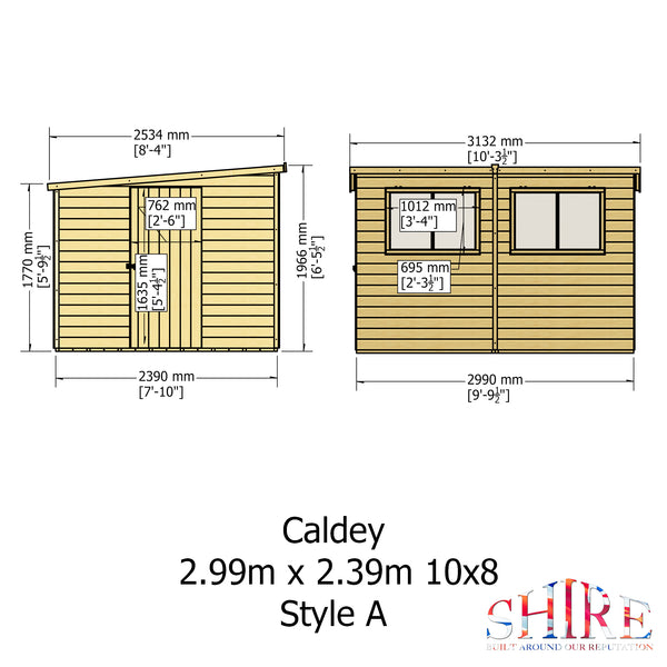 Caldey Single Door 10x8 style A 12mm Shiplap Garden Shed