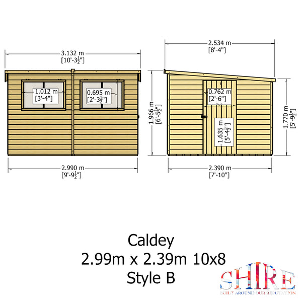 Caldey Single Door 10x8 style B 12mm Shiplap Garden Shed
