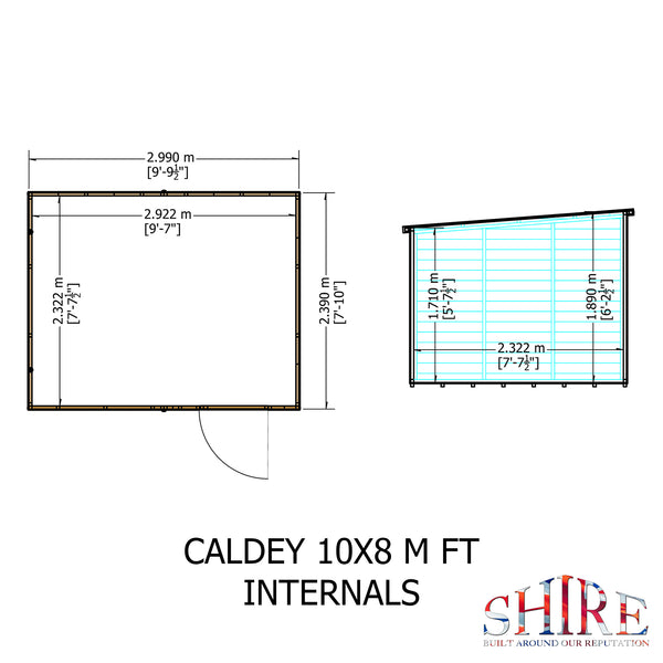 Caldey Single Door 10x8 Style C 12mm Shiplap Garden Shed