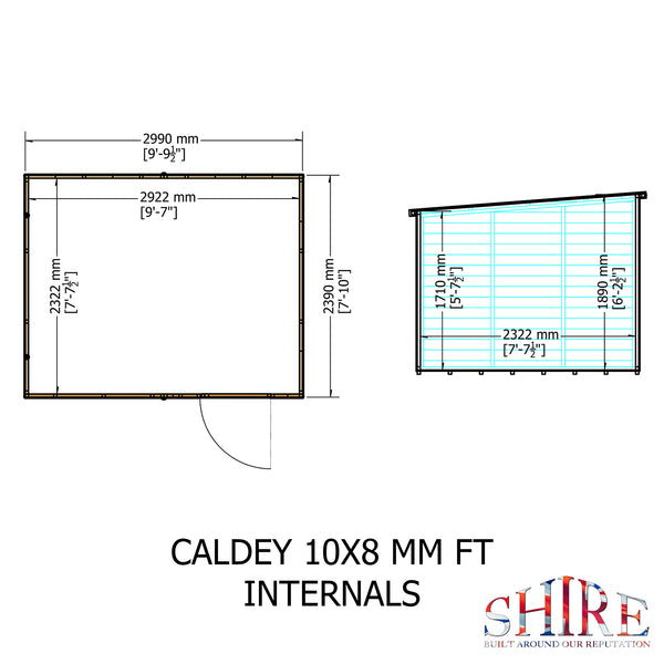 Caldey Single Door 10x8 Style C 12mm Shiplap Garden Shed