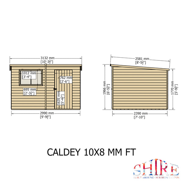 Caldey Single Door 10x8 Style C 12mm Shiplap Garden Shed