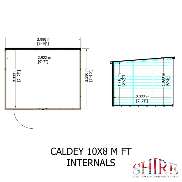 Caldey Single Door 10x8 style D 12mm Shiplap Garden Shed