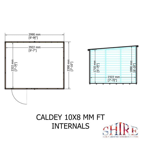 Caldey Single Door 10x8 style D 12mm Shiplap Garden Shed
