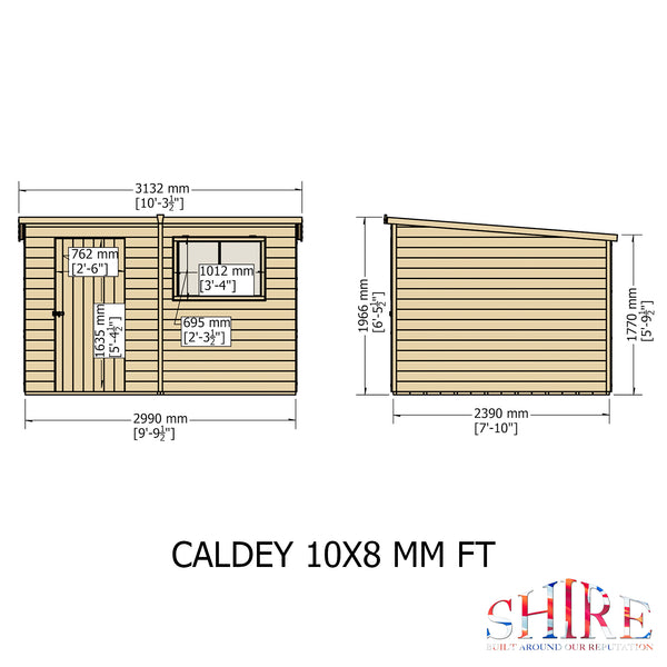 Caldey Single Door 10x8 style D 12mm Shiplap Garden Shed