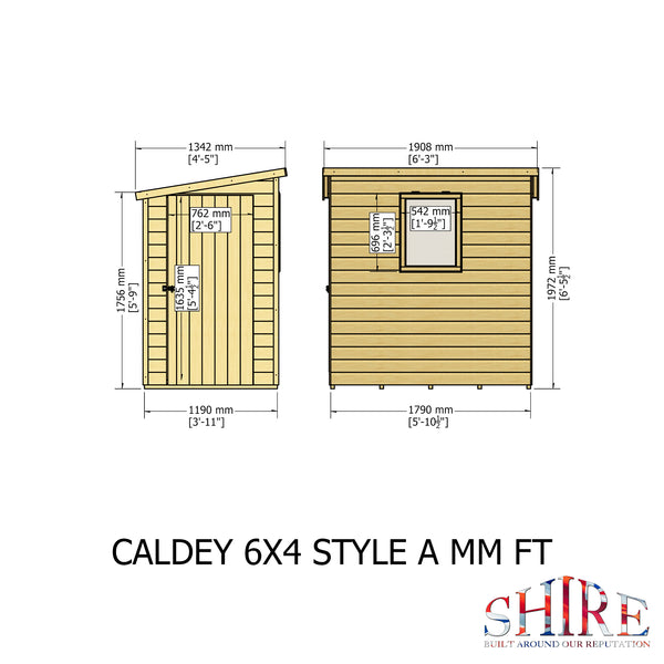 Caldey Single Door 6x4 style A 12mm Shiplap Garden Shed