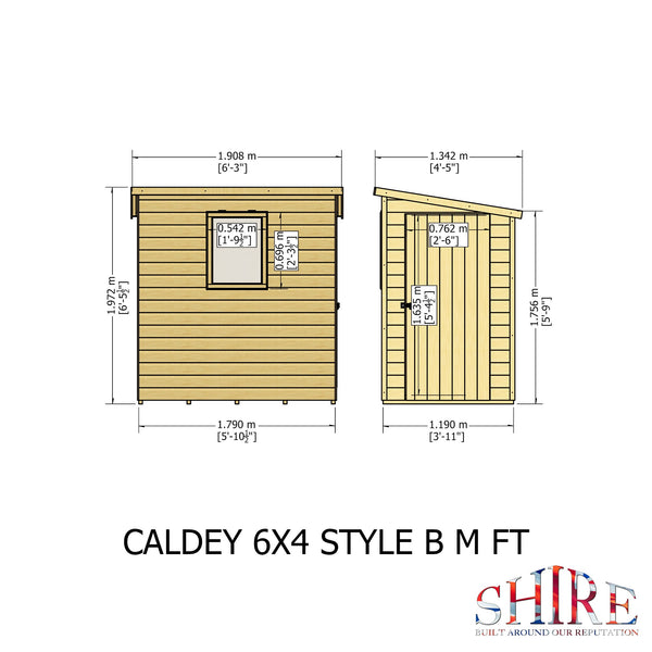 Caldey Single door 6x4 style B 12mm Shiplap Garden Shed
