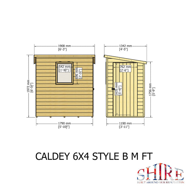 Caldey Single door 6x4 style B 12mm Shiplap Garden Shed