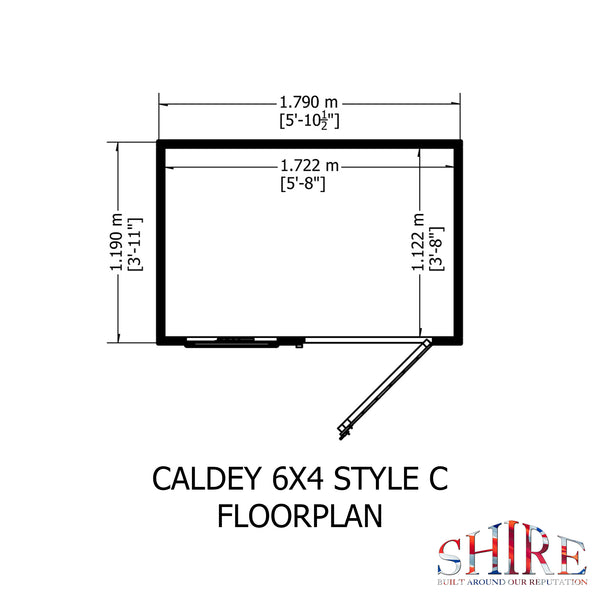 Caldey Single door 6x4 style C 12mm Shiplap  Garden Shed