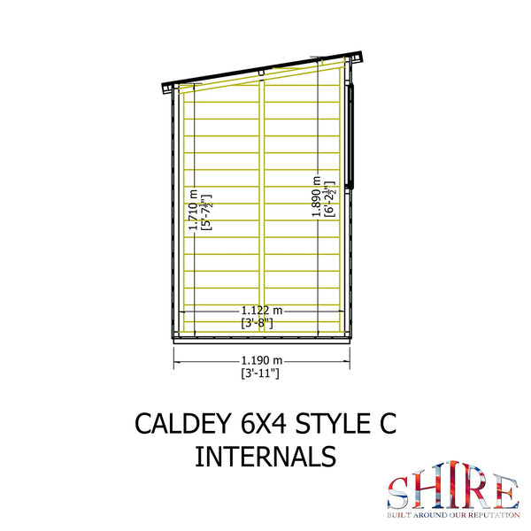 Caldey Single door 6x4 style C 12mm Shiplap  Garden Shed