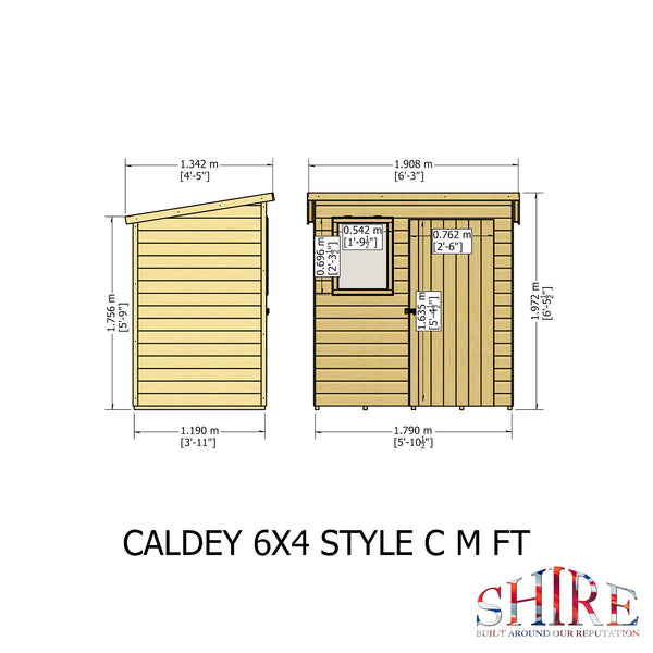 Caldey Single door 6x4 style C 12mm Shiplap  Garden Shed