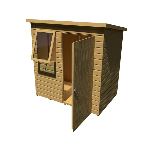 Caldey Single door 6x4 style C 12mm Shiplap  Garden Shed