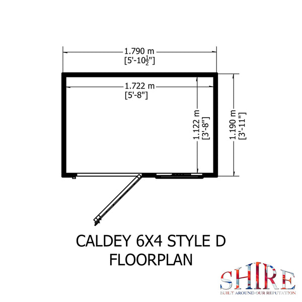 Caldey Single door 6x4 style D 12mm Shiplap  Garden Shed
