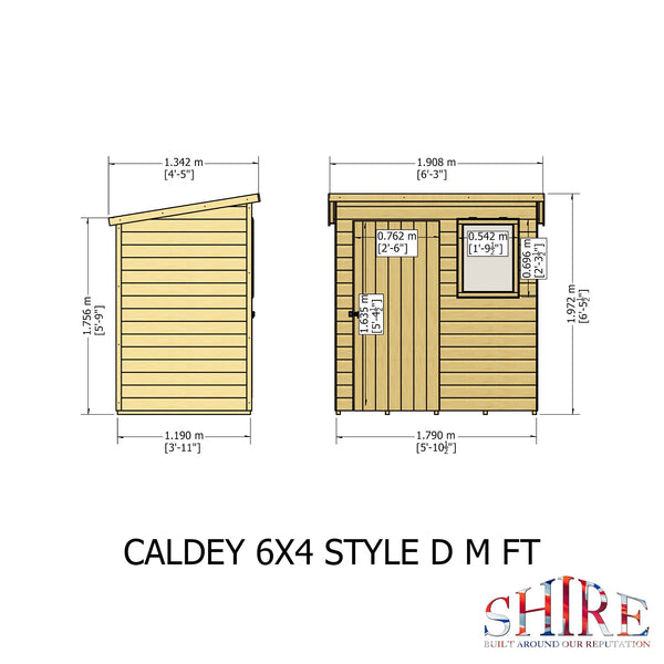 Caldey Single door 6x4 style D 12mm Shiplap  Garden Shed