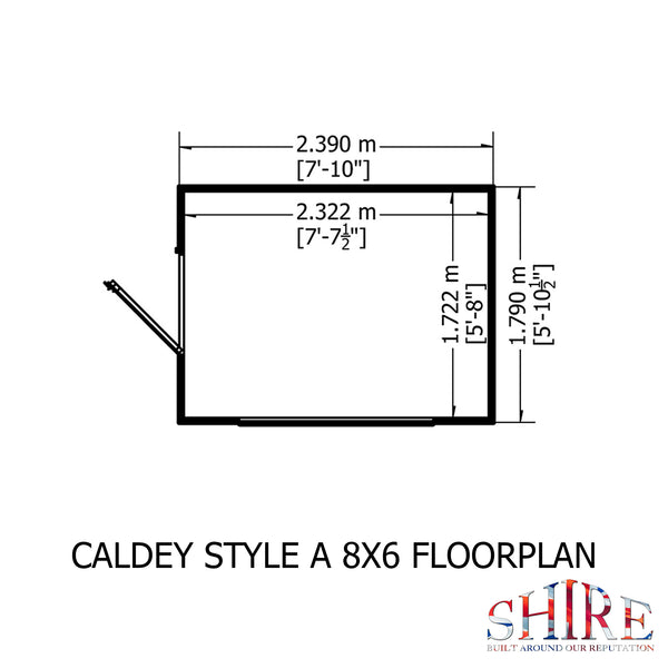Caldey Single door 8x6 style A 12mm Shiplap Garden Shed