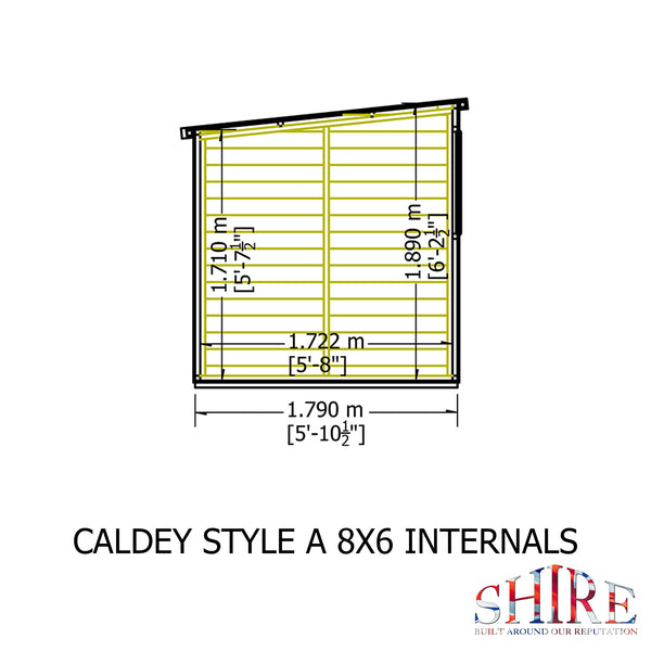 Caldey Single door 8x6 style A 12mm Shiplap Garden Shed