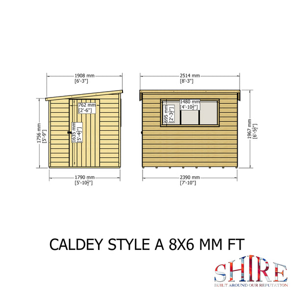 Caldey Single door 8x6 style A 12mm Shiplap Garden Shed