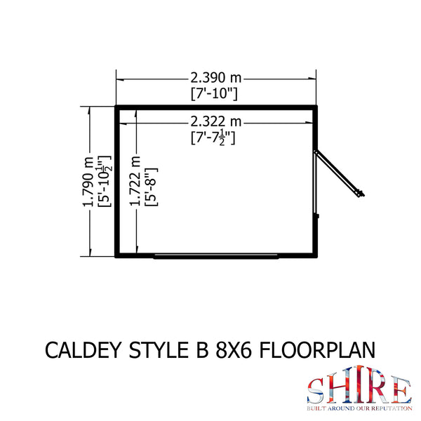 Caldey Single Door 8x6 style B 12mm Shiplap Garden Shed