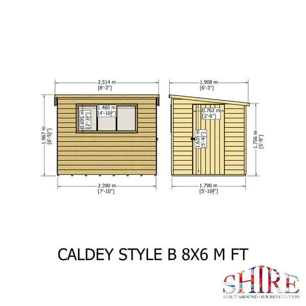Caldey Single Door 8x6 style B 12mm Shiplap Garden Shed
