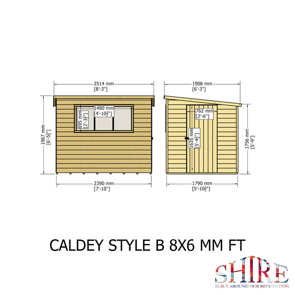 Caldey Single Door 8x6 style B 12mm Shiplap Garden Shed