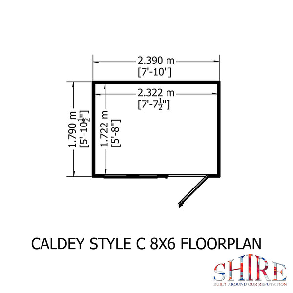 Caldey Single Door 8x6 Style C 12mm Shiplap Garden Shed