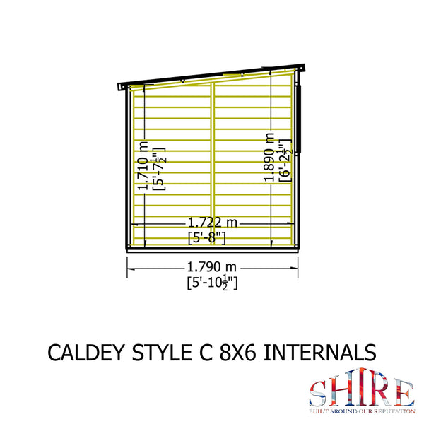 Caldey Single Door 8x6 Style C 12mm Shiplap Garden Shed